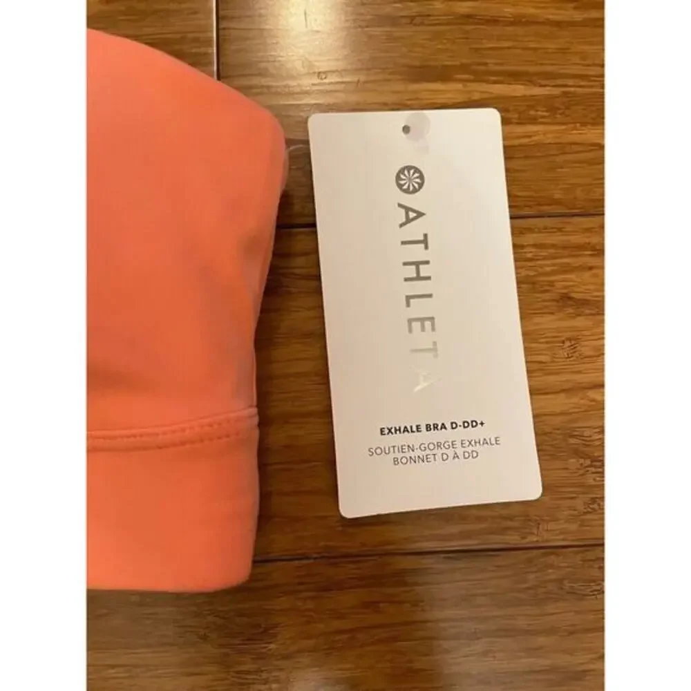 NWT Athleta‎ Exhale Bra Orange Coral Sports Bra D-DD+ Pilates Yoga Barre 3X